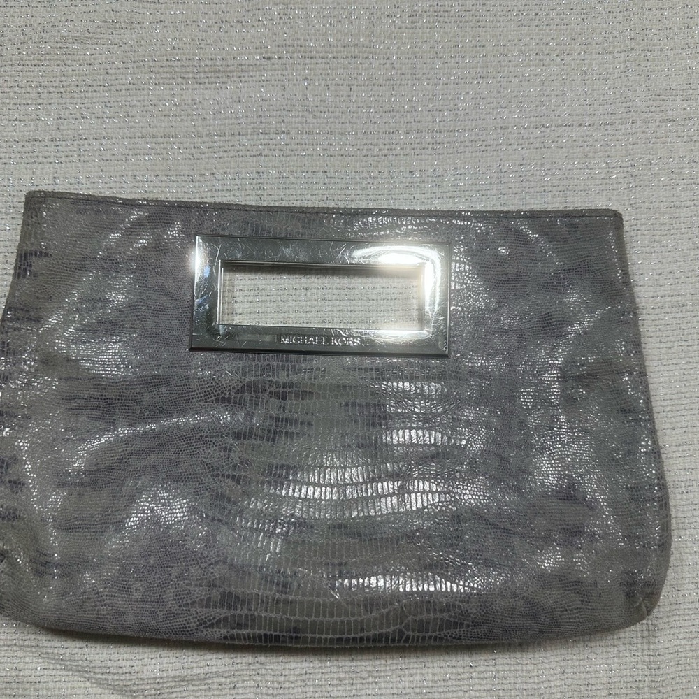MICHAEL Michael Kors Metallic Silver Clutch